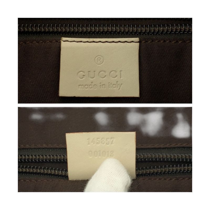 Gucci Beige Ivory Silver Hardware GG Canvas 145857 Shoulder Bag Pochette Women