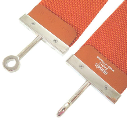 Hermes Hook Belt Waist Belt Nylon Metal Orange Engraved I 0566 Hermes