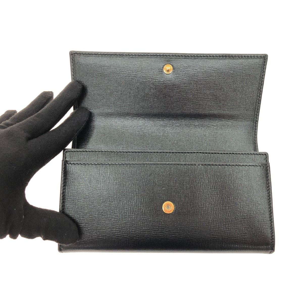 Gucci Women's Long Wallet Interlocking G Marina Leather 598531 Black