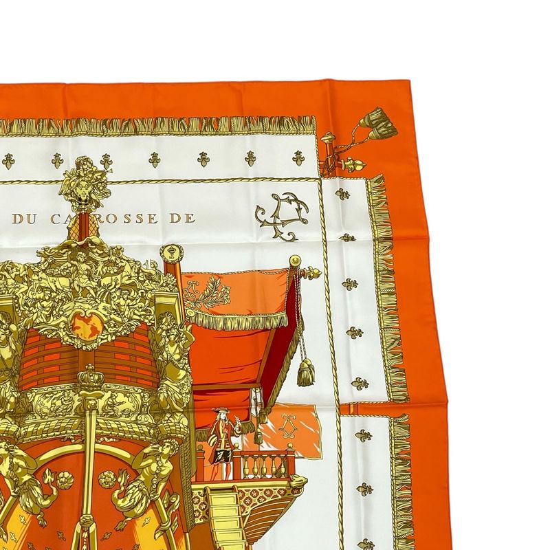 Hermes Carre 90 VUE DU Carosse DE LA Galere LA Reale Queen's Coronation Silk