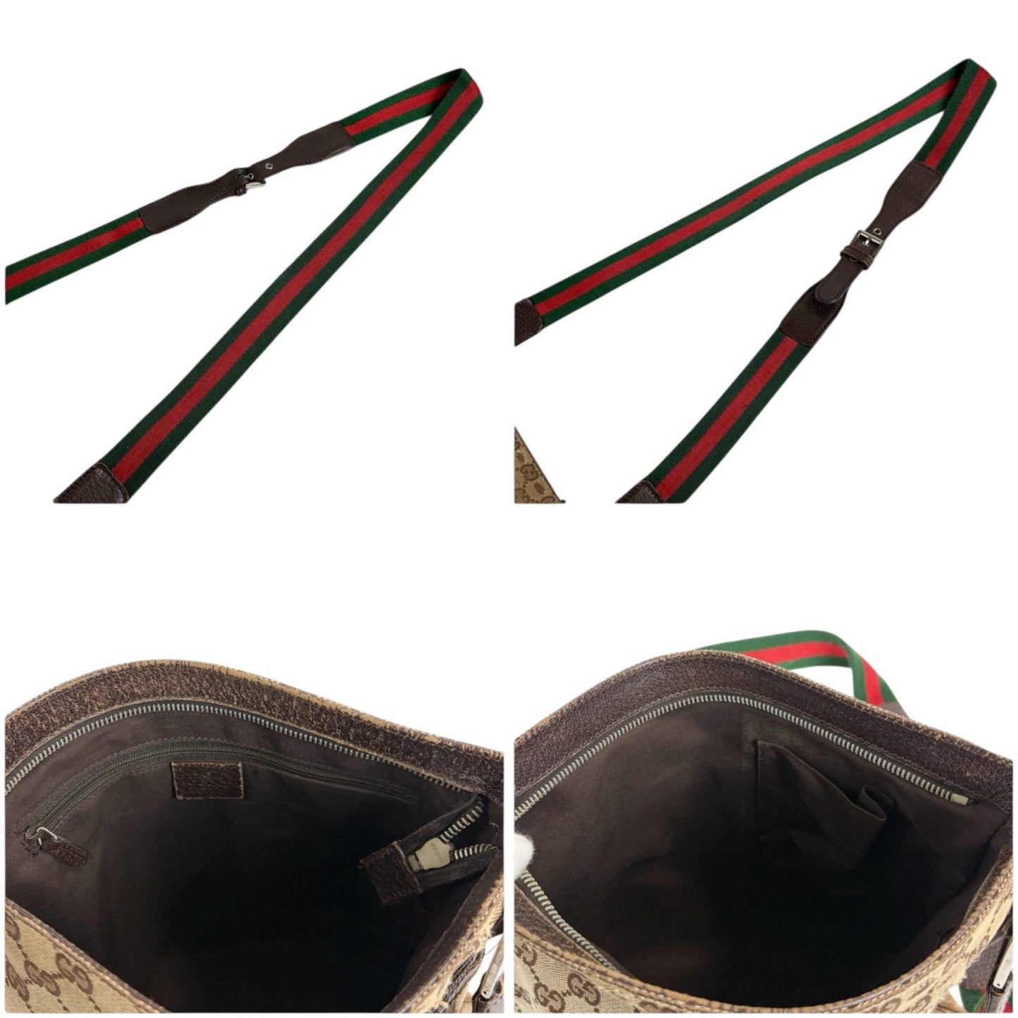 Gucci Shoulder Bag Sherry Line Gg Canvas Brown Tricolor Crossbody Bag