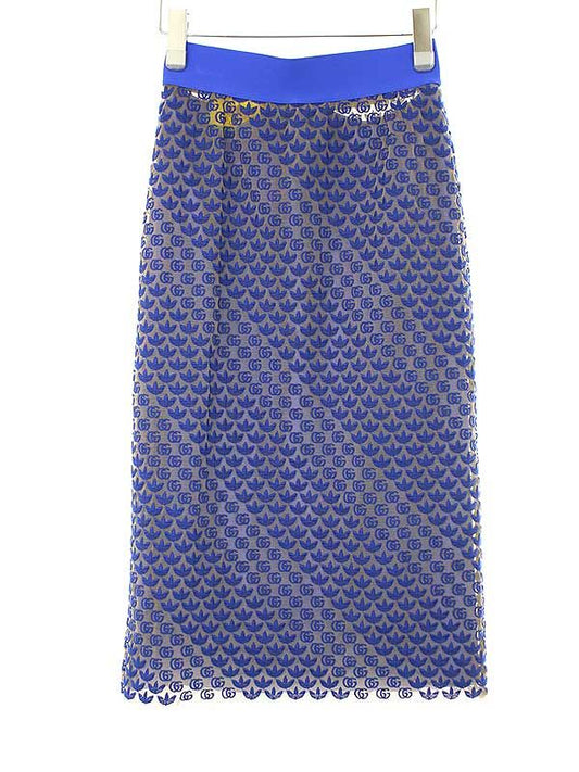 Gucci×adidas 22ss GG Tulle Skirt 693449 Xjeca Blue XS