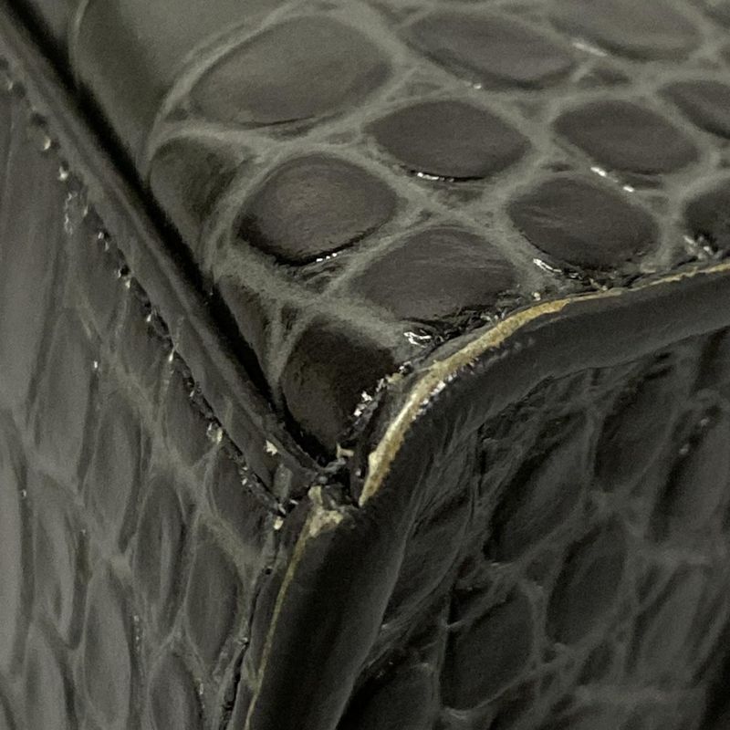 Balenciaga Handbag Hourglass Top Handle Small 593546 Dark Grey Croc Shape