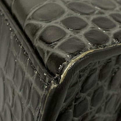Balenciaga Handbag Hourglass Top Handle Small 593546 Dark Grey Croc Shape