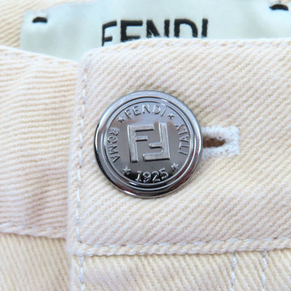 Fendi Fr6169 Logo Embroidered None Denim Pants Bottoms With Logo Buttons Beige