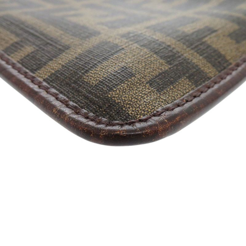 Fendi Zucca Pattern Vintage Sakosh Pvc/leather Brown Shoulder Bag 0463 Fendi