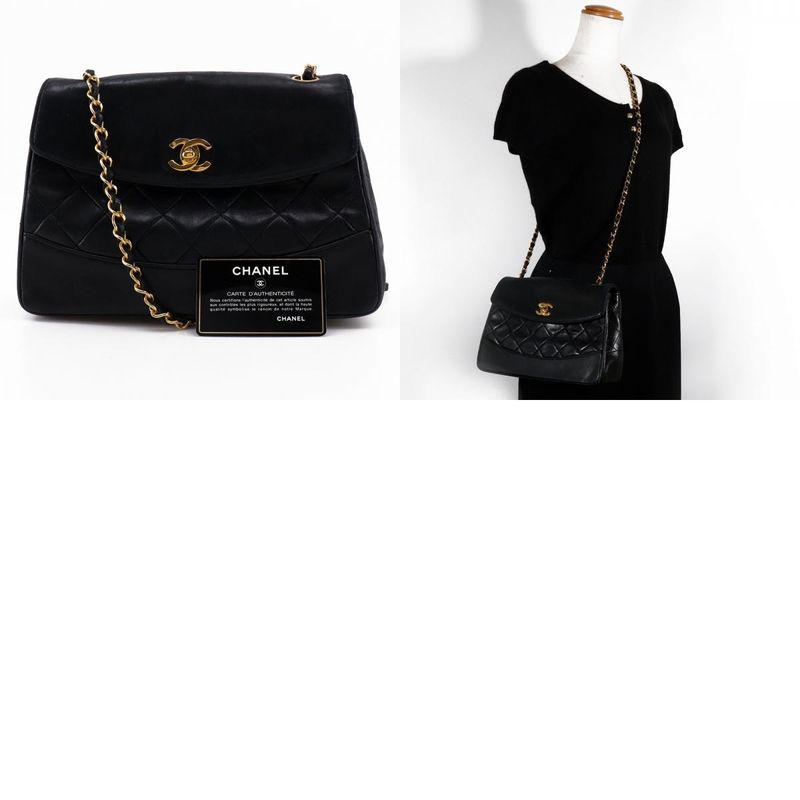 Chanel Matelasse Chain Shoulder Vintage Lambskin Black Women Shoulder Bag
