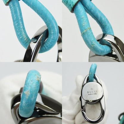 Gucci Shoulder Bag 115002 GG Canvas Leather Beige Blue Silver Hardware Shoulder