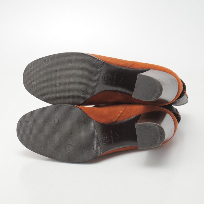 Chanel Boots Size 37C Middle Boots CC Logo Coco Mark Suede Shoes Made In