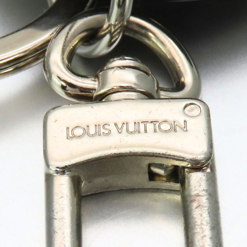Louis Vuitton Key Holder Porte Cles LV Circle M00477 Metal Leather Silver Gray