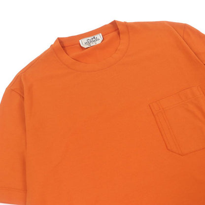 Hermes 100% Cotton H Logo Embroidery Crew Neck Short Sleeve Pocket T-shirt Cut