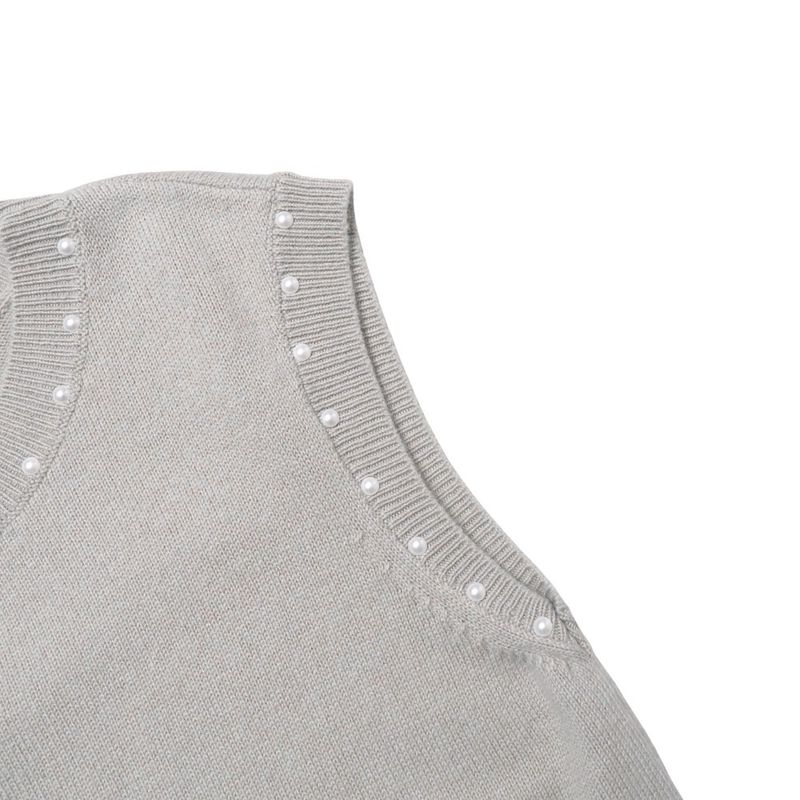 Chanel Dress Size 38 P53 Coco Mark Sleeveless Faux Pearl Cashmere Blend Knit