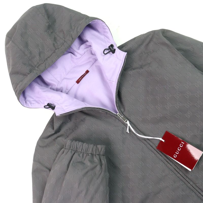 Gucci 24AW 795697 GG Nylon Logo Embroidery Reversible Hooded Padded Jacket