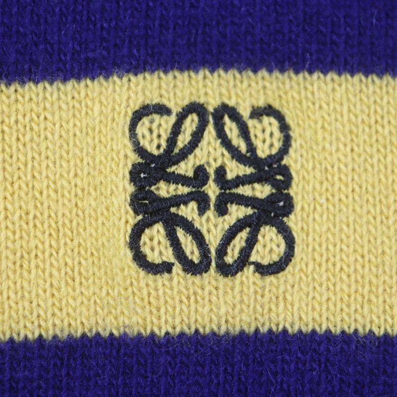 LOEWE H3299370sm Wool Cashmere Striped Anagram Logo Embroidery Crew Neck Knit