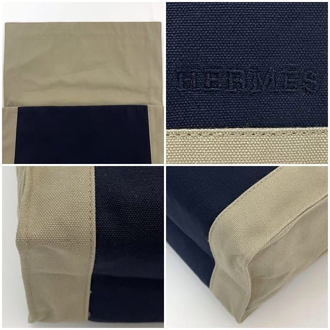 Hermes Clutch Bag Tapidocel Navy Beige Excellent Condition