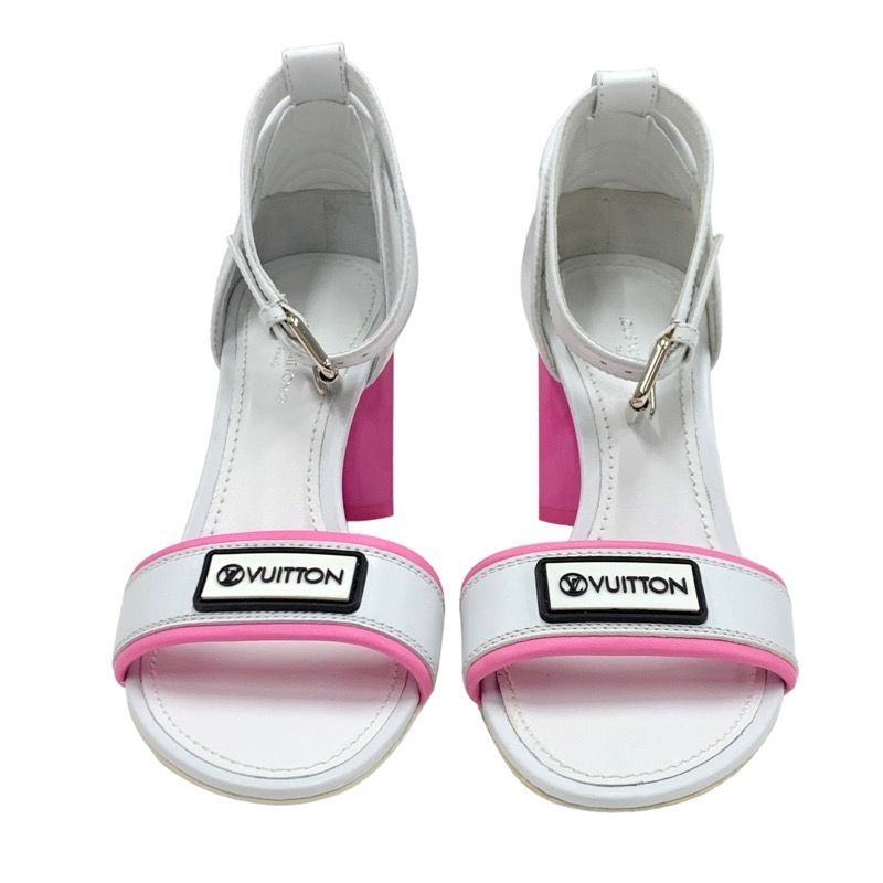 Louis Vuitton Silhouette Line Sandals Shoes Leather White Pink White Unused