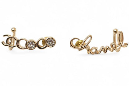 Chanel Earrings Chanel Accessories COCO Logo Rhinestone Gold A22