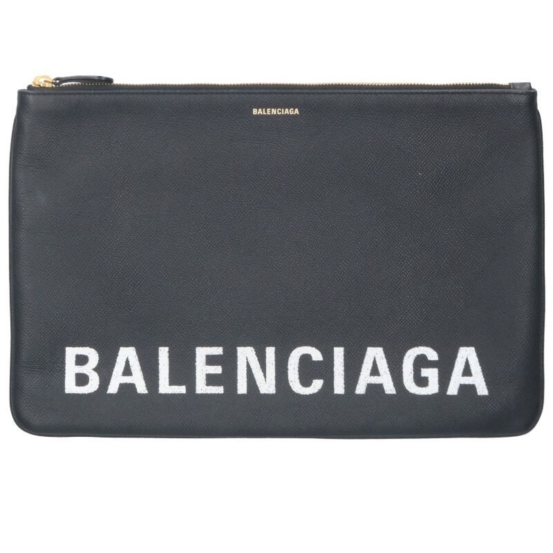 Balenciaga 529313 Logo Print Leather Clutch Bag Men's