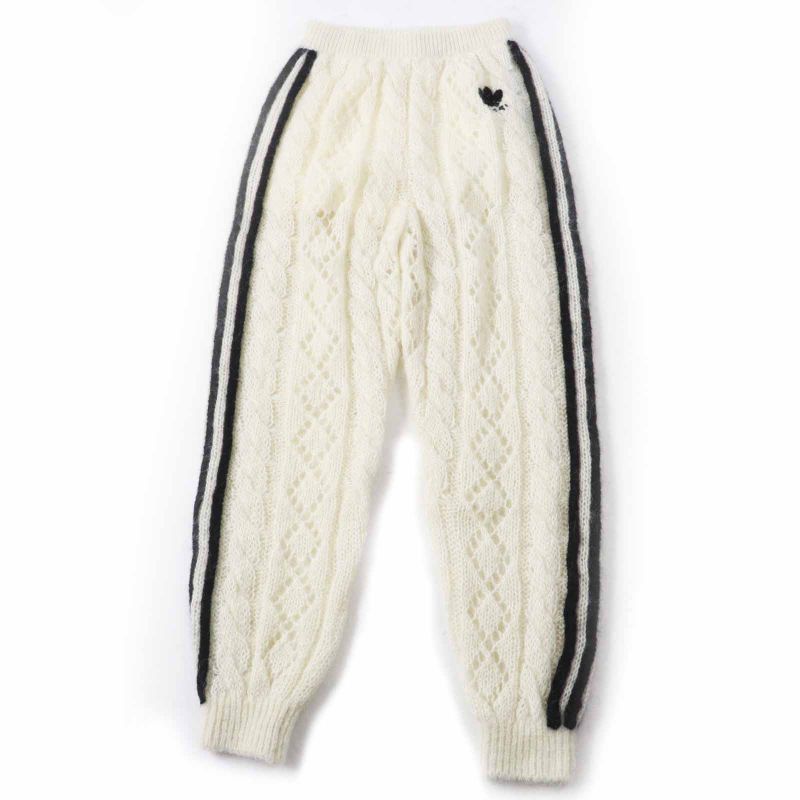 Gucci×adidas Gucci×adidas 721504 Trefoil Mohair Three Stripe Knit Pants White