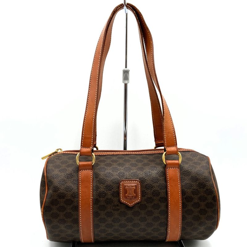 Celine M95 Handbag Tote Mini Boston Macadam PVC Leather Brown Ladies Men