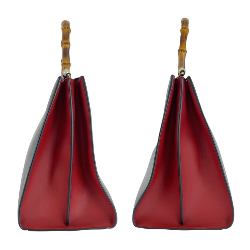 Gucci Bamboo Nim Fair Black Gold Hardware Leather 453764 Handbag Shoulder Bag