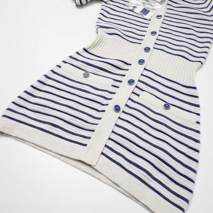 Chanel Dress Size 34 P51 Cashmere Striped Short Sleeved Knit Dress
