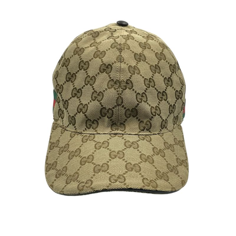Gucci Hat Baseball Cap Leather GG Logo Blawan Men's Size XL