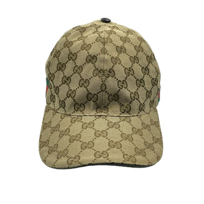 Gucci Hat Baseball Cap Leather GG Logo Blawan Men's Size XL