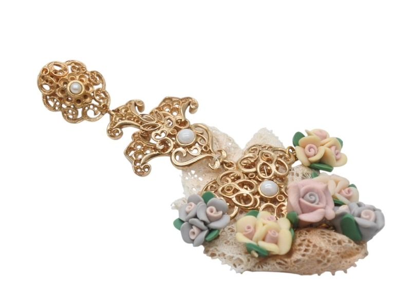 Dolce & Gabbana Earrings Lace Brass Rubber Faux Pearl — view 5