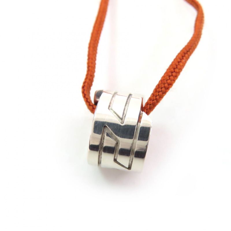 Hermes Move Ash 925 Pendant Necklace Silver Brown Weight 8.3g Ladies