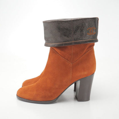 Chanel Boots Size 37C Middle Boots CC Logo Coco Mark Suede Shoes Made In