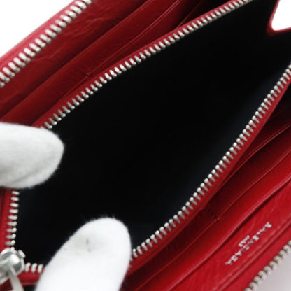Balenciaga Round Zipper 541996 Calf Red Ladies Long Wallet