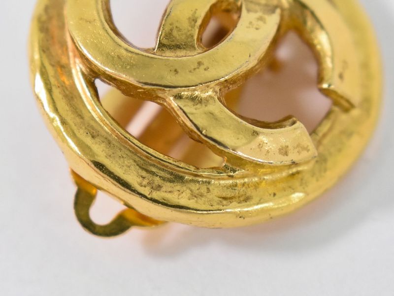 Authentic Chanel Coco Mark Earrings GP Gold Plated Coco Mark Accessories