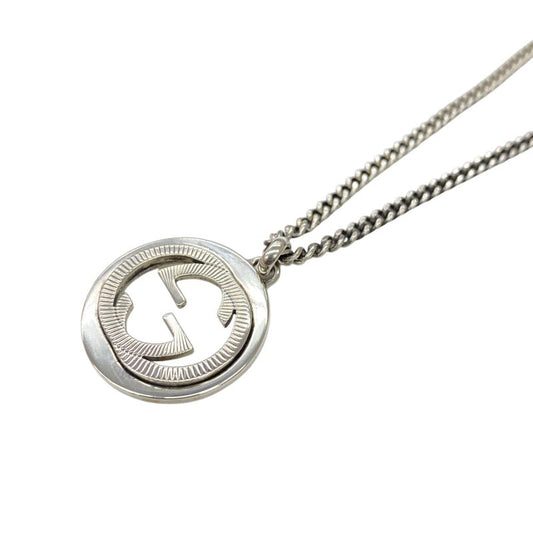 Em1077 Gucci Ag925 Interlocking G Necklace Silver Round Shape