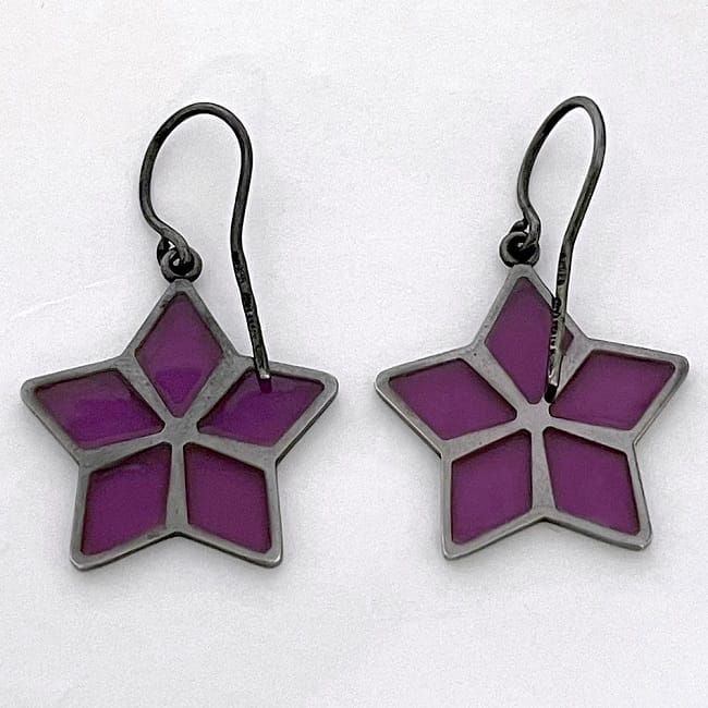 Bottega Veneta Star Earrings Purple Black Ec20023 Excellent Condition