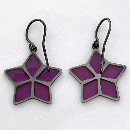 Bottega Veneta Star Earrings Purple Black Ec20023 Excellent Condition