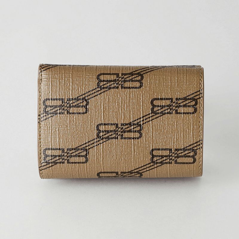 Balenciaga Trifold Wallet Beige/brown Monogram
