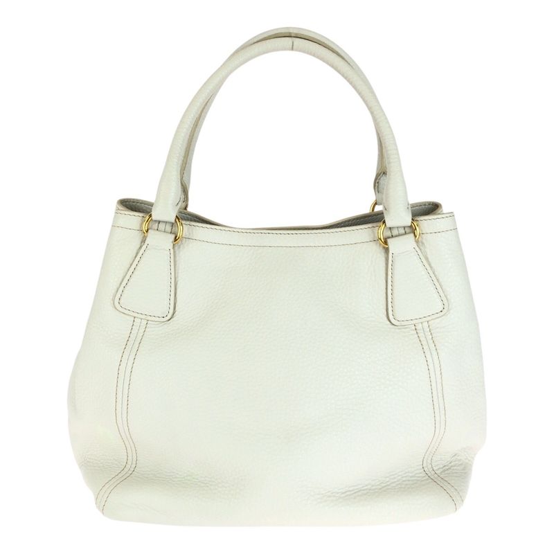 Prada Vittero Dino White Gold Hardware Leather Bn2534 Tote Handbag Women 505135