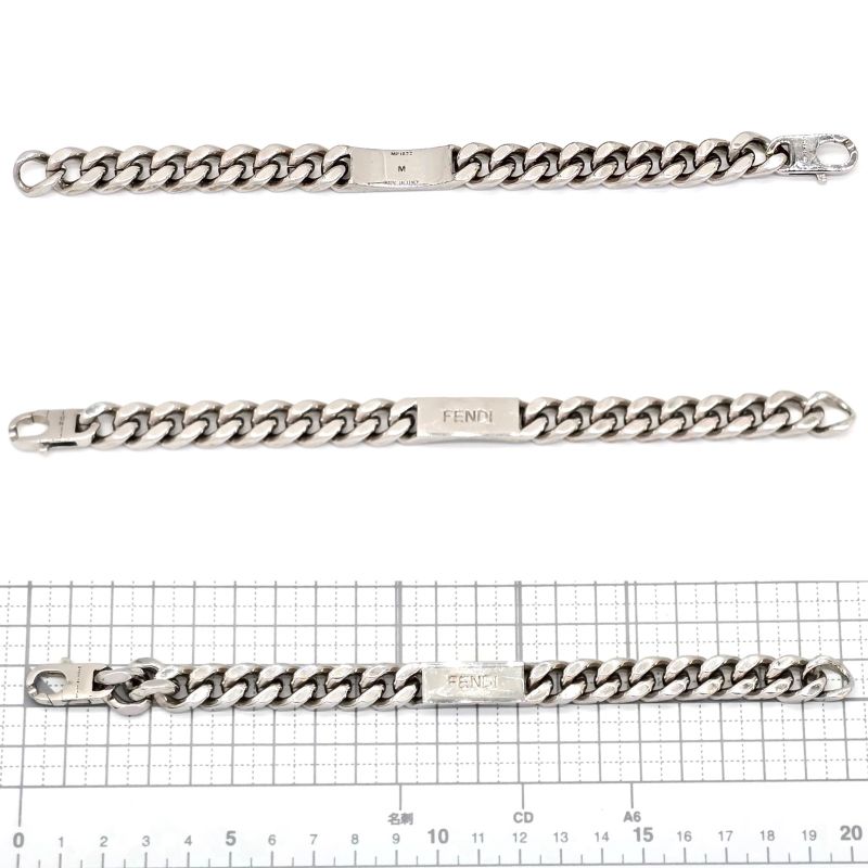 Fendi Bracelet M 205cm (807in) Long Chain Link Plate Fendi Leta Ring Palladium