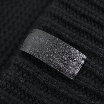 Hermes 100% Cashmere Sheepskin Leather Knit Hat With Logo Tag Beanie Knit Cap