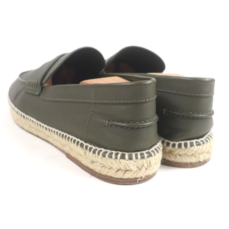 Hermes Trip Leather H Logo Motif Espadrille Moccasin Loafers Khaki 41 Storage