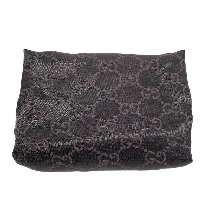 Gucci Tote Bag GG Pattern 109141 Beige And Dark Brown Leather