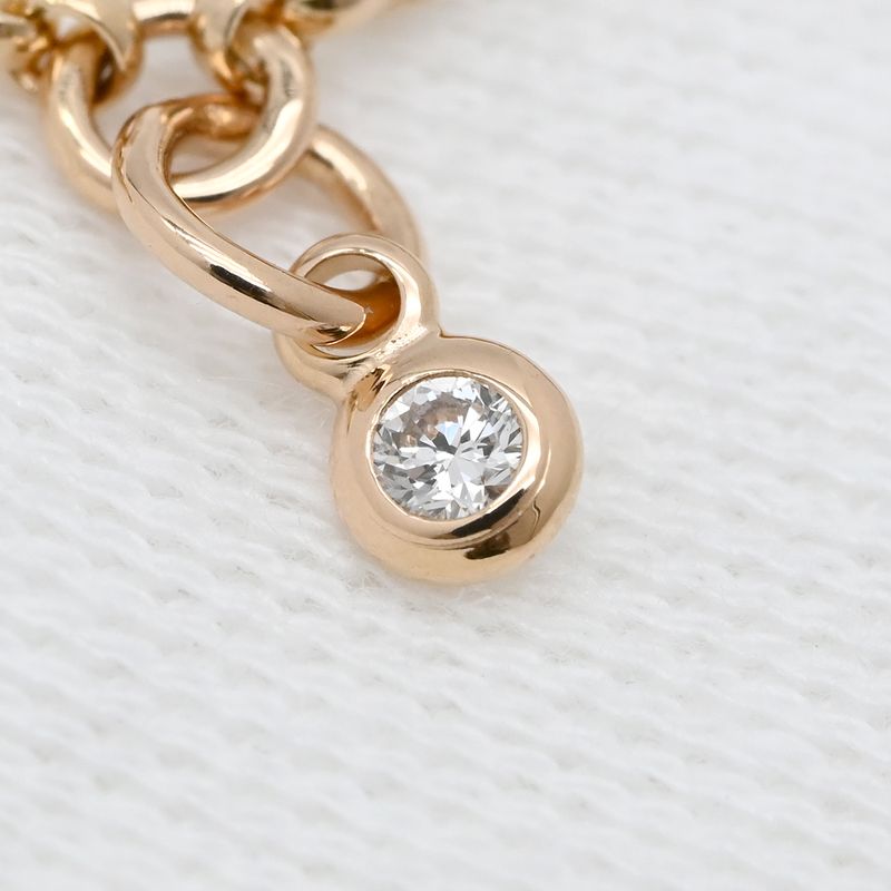 Hermes Bracelet Exlibris PM 18k Pink Gold Diamonds Rose Gold Sh Pink Gold Au750