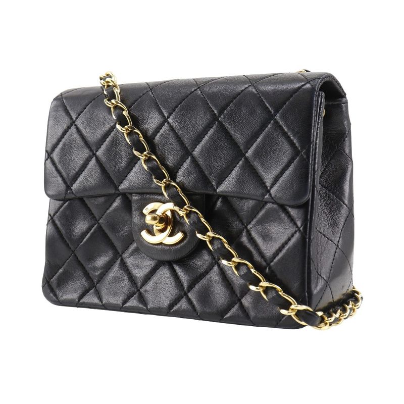 Chanel Mini Chain Shoulder Matelasse Lambskin Black Ladies Shoulder Bag