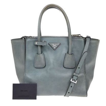 Prada Hand Shoulder Bag 2way Gray Leather 88ka908