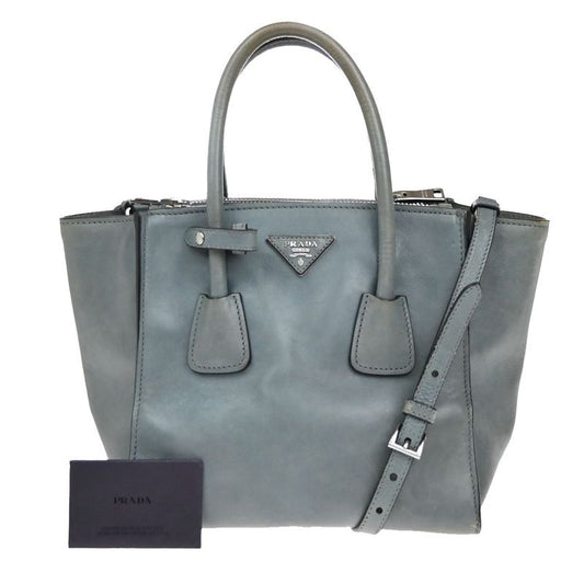 Prada Hand Shoulder Bag 2way Gray Leather 88ka908