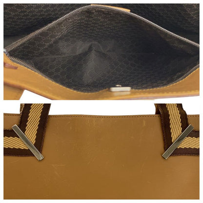 Gucci Sherry Beige Brown Silver Hardware Leather 73983 Tote Bag Shoulder Bag