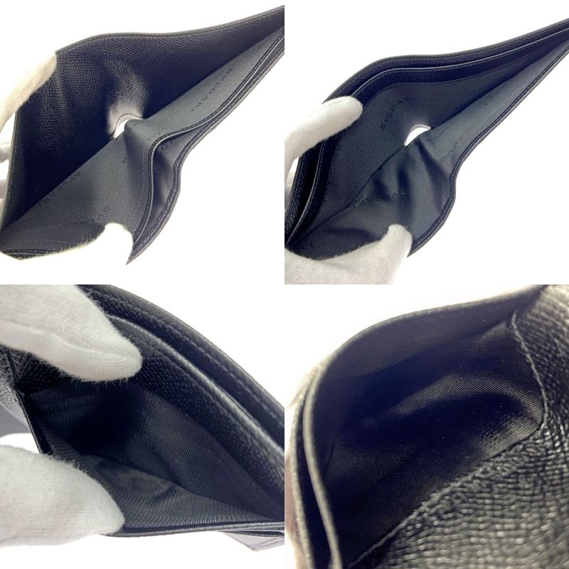 Bvlgari Leather Bifold Wallet Men's Black 366021 Bifold Wallet