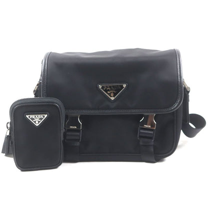 Prada 2vd034 Triangle Logo Triangle Plate With Pouch Nylon Tessuto Saffiano