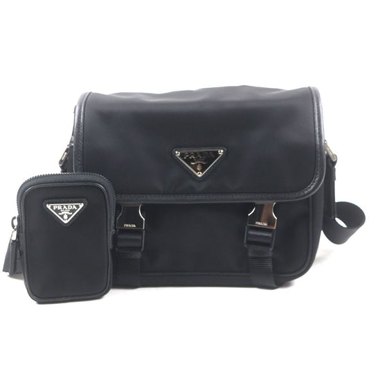 Prada 2vd034 Triangle Logo Triangle Plate With Pouch Nylon Tessuto Saffiano